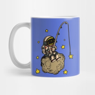 Astronaut on asteroid fishing in Space amoung the Stars Mug